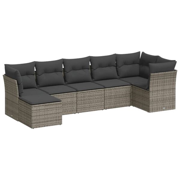 vidaXL 7-dijelni set vrtnih sofa sivi od poliratana