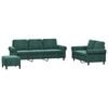 vidaXL 3-dijelni set sofa s jastucima tamnozeleni bar&scaron;unasti