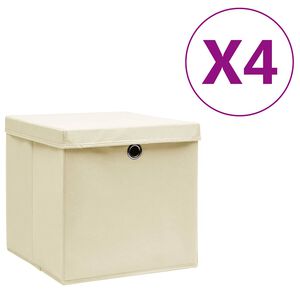 vidaXL Kutije za pohranu s poklopcima 4 kom 28 x 28 x 28 cm krem