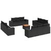 vidaXL 13-dijelni set vrtnih sofa s jastucima poliratan crni