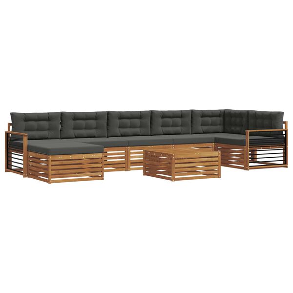 vidaXL Setovi sofa 8 pcs Prirodna i antracit Čvrsto drvo akacije