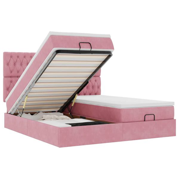 vidaXL Okvir kreveta s madracima ružičasti 200x200cm bar&scaron;unasti