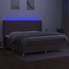 vidaXL Krevet box spring s madracem LED smeđesivi 200x200 cm tkanina