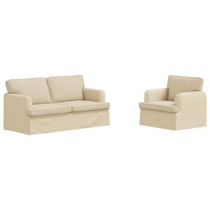 vidaXL Sofa 140cm 2 pcs Krema Metal
