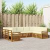 vidaXL Sekcijska garnitura 9 pcs Prirodna i krem Čvrsto drvo akacije