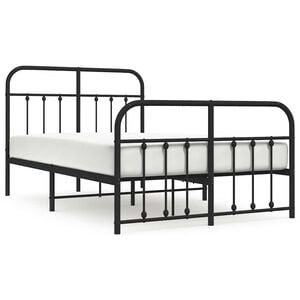 vidaXL Metalni okvir kreveta uzglavlje i podnožje crni 120x190 cm