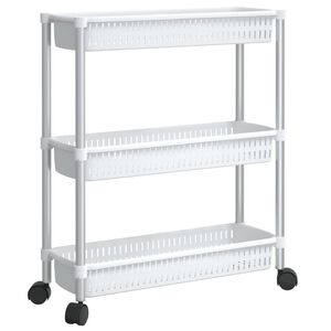 vidaXL Kolica za pohranu s 3 razine srebrno-bijela aluminijska