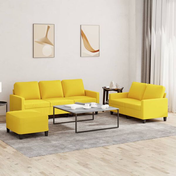 vidaXL 3-dijelni set sofa s jastucima svjetložuti od tkanine