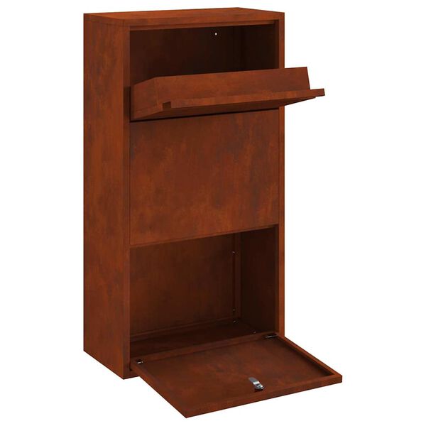 vidaXL Sandučić za pakete s pohranom s vratima Rđa 44 x 22 x 82 cm