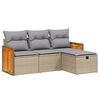 vidaXL 4-dijelni set vrtnih sofa s jastucima bež od poliratana
