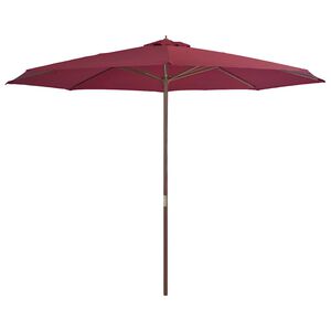vidaXL Vrtni suncobran s drvenom &scaron;ipkom 350 cm bordo