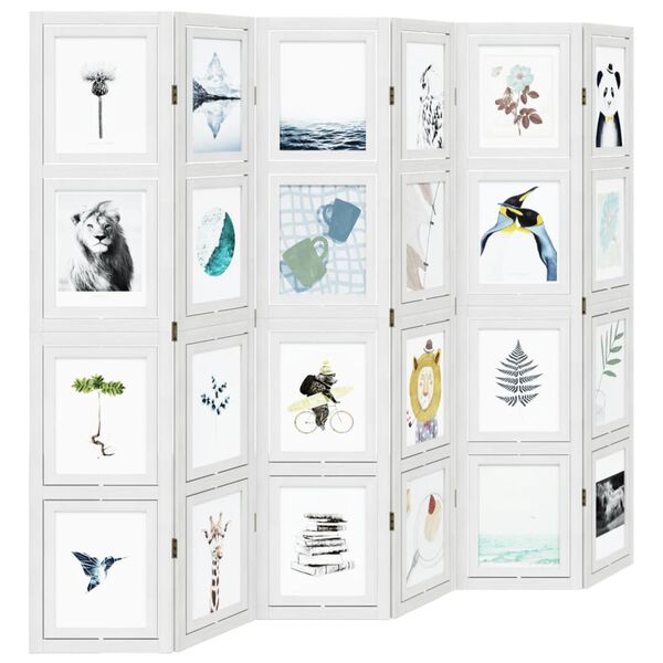 vidaXL Sobna pregrada s 6 panela bijela od masivnog drva paulovnije