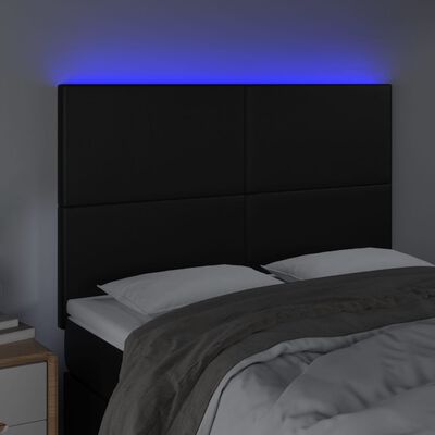 vidaXL LED uzglavlje crno 144x5x118/128 cm od umjetna koža