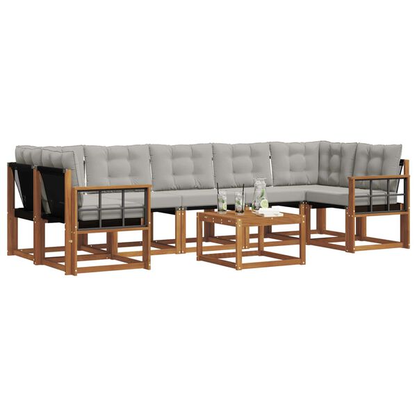 vidaXL Set vanjskih sofa s jastukom 8 pcs Prirodna i svijetlo siva
