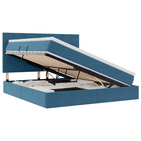 vidaXL Krevet s prostorom za pohranu s LED-om Tamno plava 180 x 200 cm