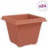 vidaXL Kvadratna saksija za cvijeće 24 kom. Crvena cigla Plastika