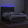 vidaXL Krevet box spring s madracem LED tamnosivi 140x200 cm tkanina