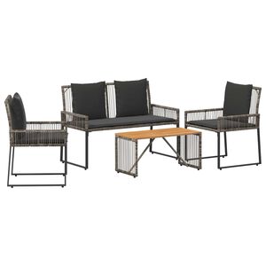 vidaXL Set vanjskog namje&scaron;taja 9 pcs Siva i tamno siva poliratan