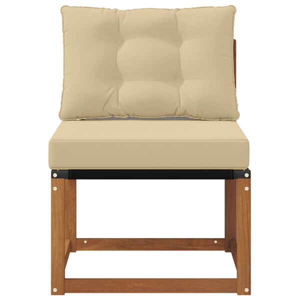 vidaXL Vanjska srednja sofa Masivno bagremovo drvo, Tekstilen Prirodna