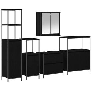 vidaXL Set namje&scaron;taja za kupaonicu 5 kom. Crna 36 x 35 x 165 cm