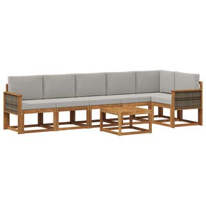 vidaXL Set vanjskih sofa 7 kom. Prirodna i svjetlosiva Poliester