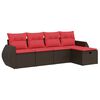 vidaXL 5-dijelni set vrtnih sofa s jastucima poliratan smeđi
