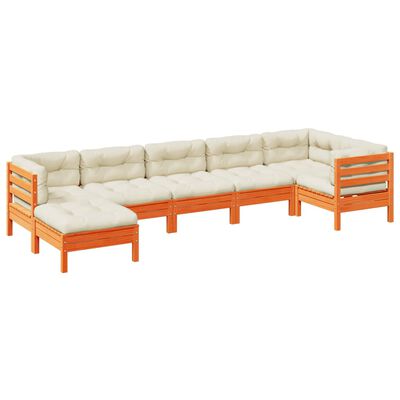 vidaXL 7-dijelni set vrtnih sofa s jastucima voštano smeđi od borovine
