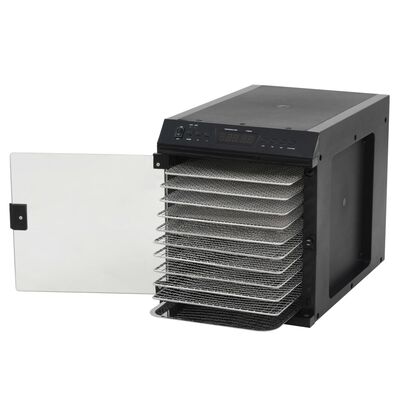 vidaXL Dehidrator za hranu od nehrđajućeg čelika s 11 pladnjeva 480 W crni