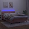 vidaXL Krevet box spring s madracem LED ružičasti 140x190cm bar&scaron;unasti