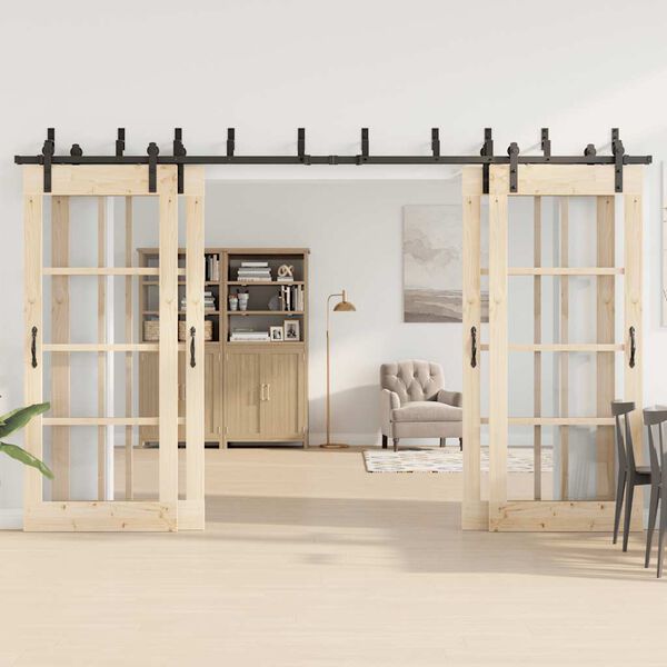 vidaXL Pribor za klizna vrata 366 cm čelični crni