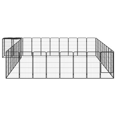 vidaXL Ograda za pse s 38 panela crna 50 x 100 cm čelik obložen prahom
