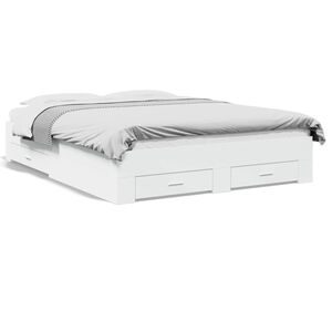 vidaXL Okvir kreveta s ladicama bez madraca bijeli 150x200 cm
