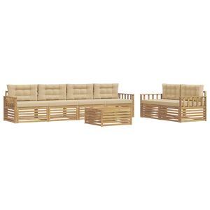 vidaXL Set vanjskih sofa 7 kom. Bijela i bež Poliester