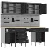 vidaXL Radni ormar s ladicama 10 pcs Crna Inženjerska drva i čelik