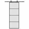 vidaXL Klizna vrata s priborom crna 76 x 205 cm od ESG stakla