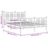 vidaXL Metalni okvir kreveta uzglavlje i podnožje bijeli 120x190 cm