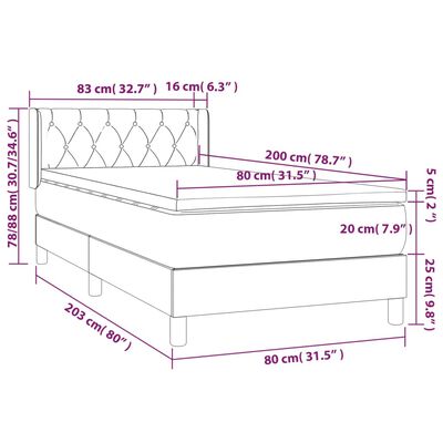 vidaXL Box spring krevet s madracem crni 80 x 200 cm baršunasti