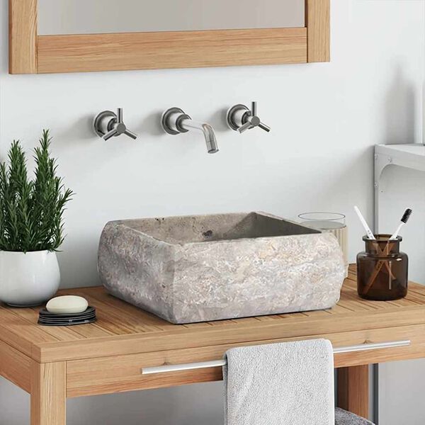 vidaXL Umivaonik sivi 30 x 30 x 13 cm mramorni