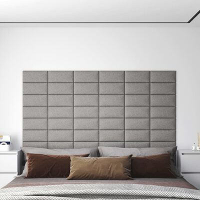 vidaXL Zidne ploče od tkanine 12 kom svjetlosive 30 x 15 cm 0,54 m²