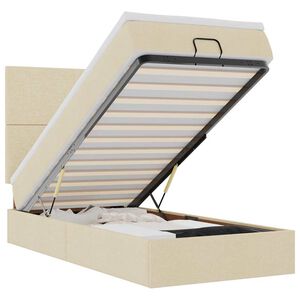 vidaXL Otomanski okvir kreveta s madraca krem 80x200cm od tkanine