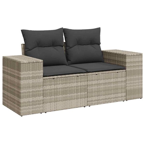 vidaXL 11-dijelni set vrtnih sofa poliratan s jastucima svijetlosivi