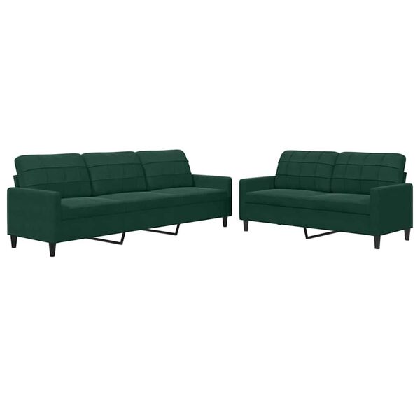 vidaXL 2-dijelni set sofa s jastucima tamnozeleni bar&scaron;unasti