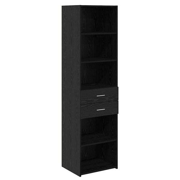 vidaXL Highboard Crni hrast 50 x 42,5 x 185 cm Konstruirano drvo