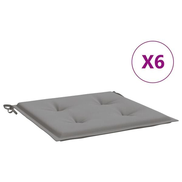 vidaXL Jastuci za vrtne stolice 6 kom sivi 50 x 50 x 4 cm od tkanine
