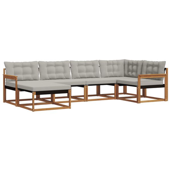vidaXL Set vanjskih sofa s jastukom 6 pcs Prirodna i svijetlo siva
