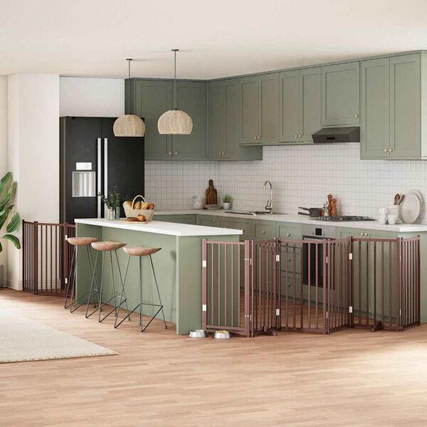 vidaXL Vrata za pse s vrata&scaron;cima 9 panela sklopiva 450 cm drvo topole