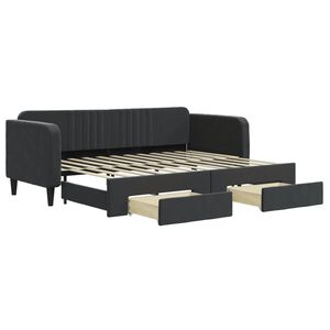 vidaXL Dnevni krevet na razvlačenje s ladicama crni 80 x 200 cm bar&scaron;un