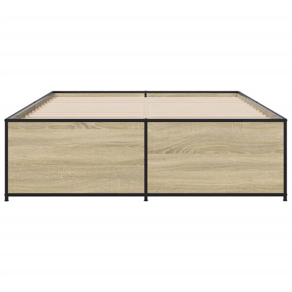 vidaXL Okvir za krevet boja hrasta 140x190cm konstruirano drvo i metal