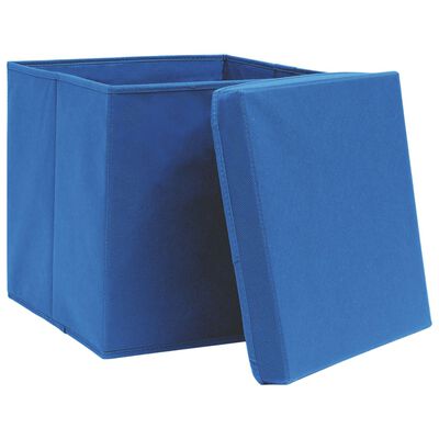 vidaXL Kutije za pohranu s poklopcima 10 kom plave 32x32x32 cm tkanina