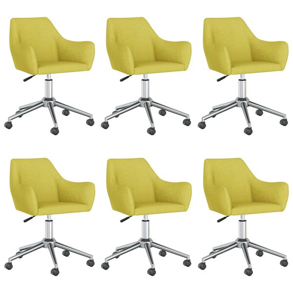 vidaXL Okretne blagovaonske stolice 6 kom zelene od tkanine